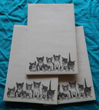 Kitty Litter Notepad 50 Sheets 8.  5 X 5.  5 Black And White Drawing - 3 Pads