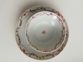 Antique About Chinese Porcelain Tea Bowl &saucer.  Qianlong Famile Rose 18th C