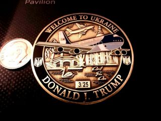 Rare Air Force One President Trump To Ukraine Blk Ring 3/25 Challenge Coin