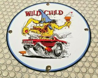 Rat Fink Porcelain Gas Oil Wild Child Hot Rod Vintage Style Ed Roth Mopar Sign