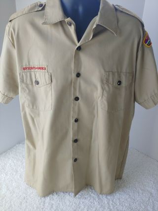 Vintage Boy Scouts Of America Uniform Shirt W/ Patches Size Xl