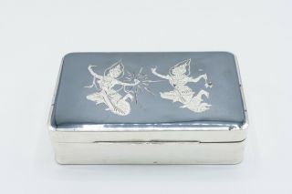 Antique Thai / Siamese Sterling Silver & Niello Cigarette Box Hallmarked