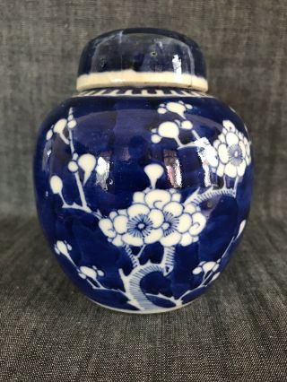 Antique Chinese B & W Prunus Ginger Jar And Cover 3