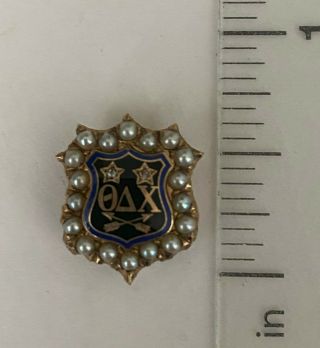 Vintage Theta Delta Chi Fraternity Pin 1947 Ucla Gold Diamond Chips Seed Pearls