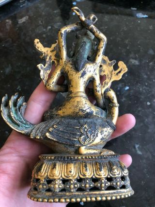 Antique Chinese Hand Carved Gilt Bronze Buddha Figure 2