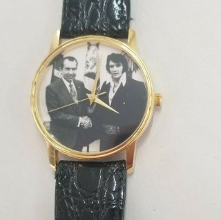 Vintage Richard Nixon & Elvis Prestley Wristwatch Watch Nos Political Chatacter