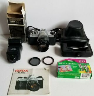 Vintage Asahi Pentax K1000 35mm Film Camera 50mm Lens Film Flash Bundle Filters