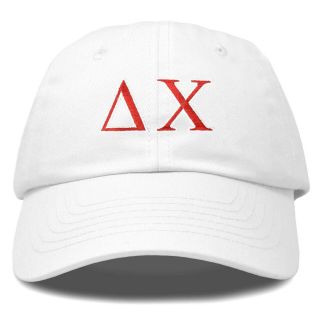 Delta Chi Fraternity Greek Letters Ball Cap Embroidered Hat White