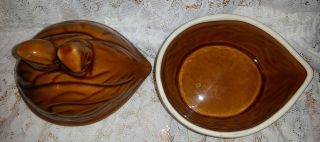 Vintage Ceramic Squirrel Walnut Candy Dish Nut Bowl Lid Brown CHINA 3