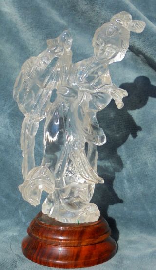 Cina (china) : Old Chinese Rock Crystal (quartz) Carved Guanyin -