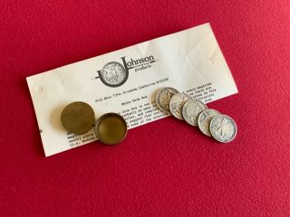 Vintage “okito Coin Box” By Johnson Plus 5 Walking Liberty Half Dollars - Wow