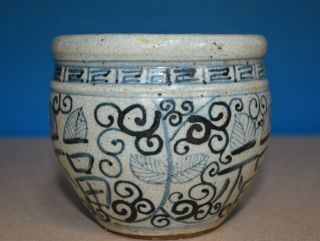 FINE OLD ANTIQUE BLUE AND WHITE CHINESE PORCELAIN POT RARE A2909 2