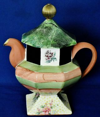Vintage Mackenzie Childs Torquay Kelp And Urchin Lidded Teapot Xlnt