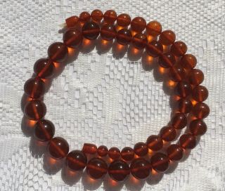 Vintage Baltic Amber Necklace Natural Honey Cognac Amber 72.  7 Grams Round Beads