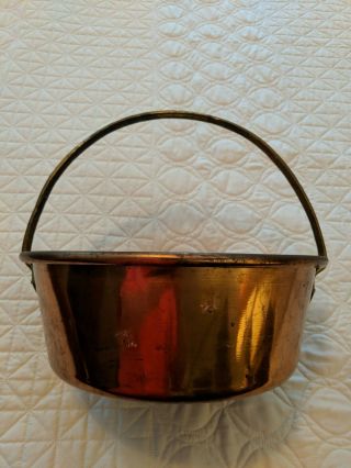 Vintage Copper Brass Bucket Basket Planter Pot W/ Handle - 12 " Tall Total