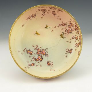 Antique Japanese Satsuma Pottery - Oriental Bird & Flower Decorated Bowl