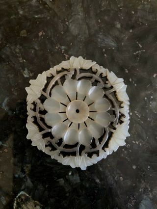 Antique Chinese Hand Carved Jade Flower Flake