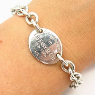 925 Sterling Silver Vintage Tiffany & Co.  Tag Cable Link Bracelet 6 3/4 "