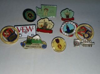 2 Veteran ' s Hats size 7 1/8 WASHINGTON STATE VFW 1428,  11 Vet pins vintage 3