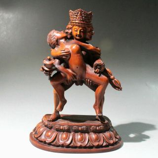China Collectable Old Boxwood Hand - Carved Happy Buddha Delicate Exorcism Statue