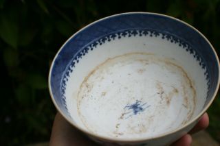 18th C.  Antique Chinese Porcelain Blue & White Hand Painted Landscape Bowl 2