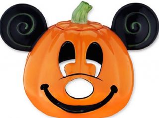 Disney Theme Parks Mickey Mouse Pumpkin Votive Candle Holder Ceramic