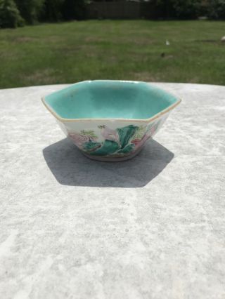Antique Chinese Porcelain Hand Painted Bowl Birds And Flower Signed On Bottom