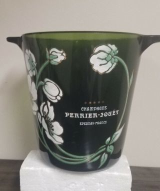 Vintage Perrier - Jouet Hand Painted Green Glass Champagne Ice Bucket