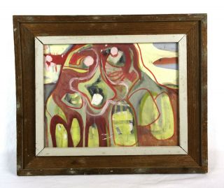 Vintage Mid Century Modern Abstract Oil Painting Framed