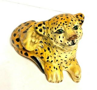 Wild Cat Figurine Statue Cheetah Puma Jaguar Leopard Ceramic 6.  5 " X 4.  5 "