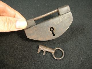 Antique Japanese 200,  Yr Old Edo Era Forged Iron Tansu Bar Lock & Key