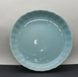Antique Chinese Ru Yao 汝窑 Duck Egg Blue Glaze Porcelain Plate C1900s