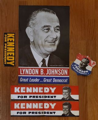 Orig 1960 John F.  Kennedy (jfk) Lyndon Johnson Presidental Campaign Items Poster