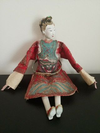 Antique Chinese Opera Doll Embroidery Empress Tzu - Hsi 1920 ' s 2