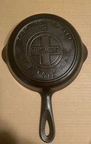 Vintage Griswold Cast Iron Skillet 3 Part No.  709b With The Large Block Logo