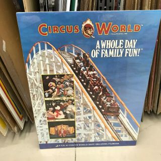 Vintage Circus World Florida Poster 21 " By 27 " Rides,  Fun,  Circus And Clowns
