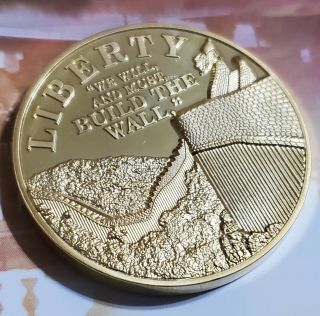 Trump Pledge To America " We Will Built The Wall " Golden Coin Heavy Copper Round