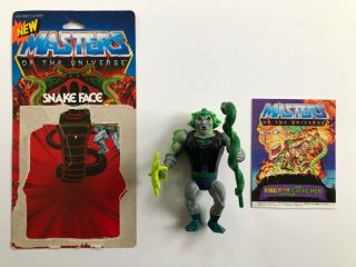 Motu Snake Face,  He - Man,  Vintage,  Complete With Card And Mini Comic