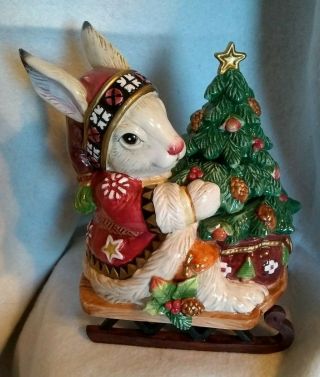 Fitz And Floyd Classics Christmas Lodge Rabbit Lidded Box