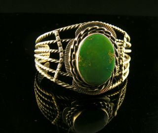 Vintage South Western Nevada Green Royston Turquoise Silver Cuff Bracelet