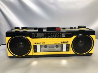 Vintage Sanyo M - S350k Ghetto Blaster Portable 4 Band Radio Cassette Recorder