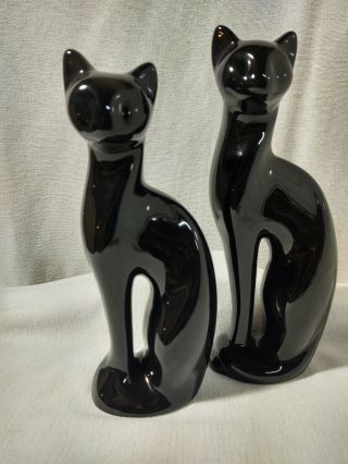 (2) Vintage Ceramic Black Cat Figurines,  10 " /12 " Tall