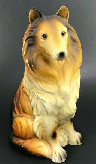 Vintage Collie Dog Ceramic Figurine - - Sweet Face / Sitting Position