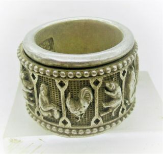 ANTIQUE CHINESE SILVER BONE ADJUSTABLE RING,  19TH CENTURY QING DYNASTY 2