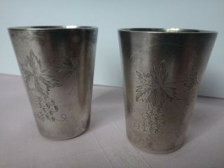 A Vintage Russian Silver Beaker Cups Hall Mark 875.