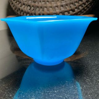 Antique Hexagonal Chinese Blue Peking Glass Bowl,  C.  1900 Marked China