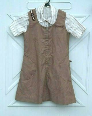 Vintage Brownie Girl Scout Dress Uniform Jumpertunic Westmont Nj Troop 551