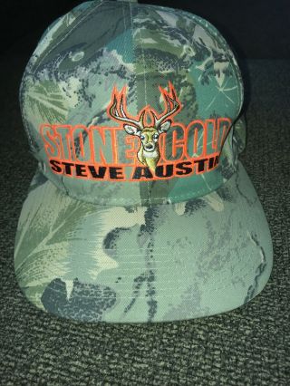 Vintage Stone Cold Steve Austin Hat Snapback Camo Buck Deer Wwf