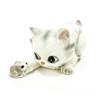 Vintage George Good 1981 Cat W/ Mouse Porcelain Figurine Collectible