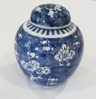 Vintage Chinese Blue And White Prunus Pattern Ginger Jar 17cm
